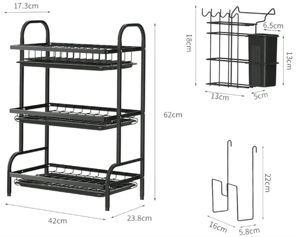 Escurridor de Platos de 3 Niveles Multifuncional